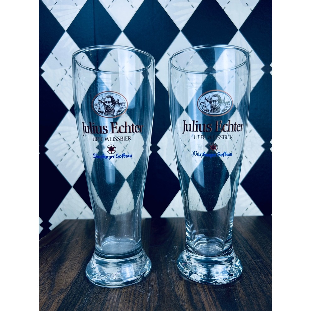 Julius Echter Hefe Weissbier Glass Rastal Germany 0.5L Wheat Beer Glass Pair